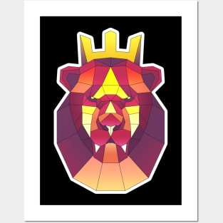 Lion king minimalistic sticker mosaic cool saturated Posters and Art